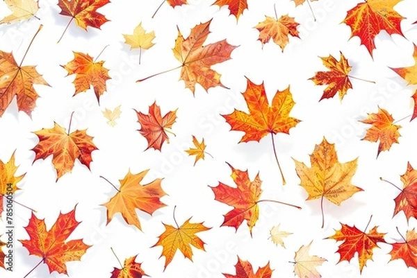 Fototapeta maple color leave seamless Pattern abstract texture background Happy Thanksgiving card banner panorama illustration