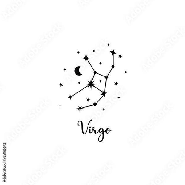 Fototapeta Virgo zodiac sign with moon and stars