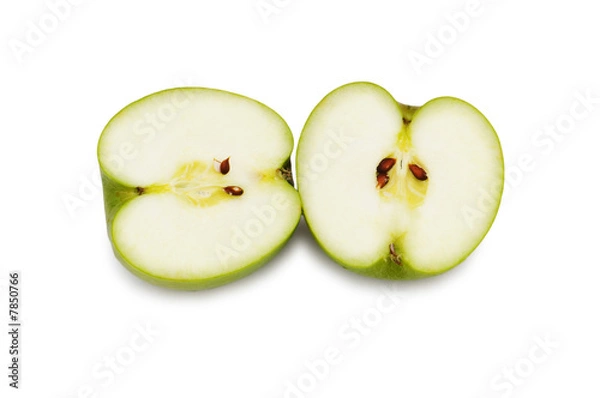 Fototapeta Two apple pieces isolated on the white