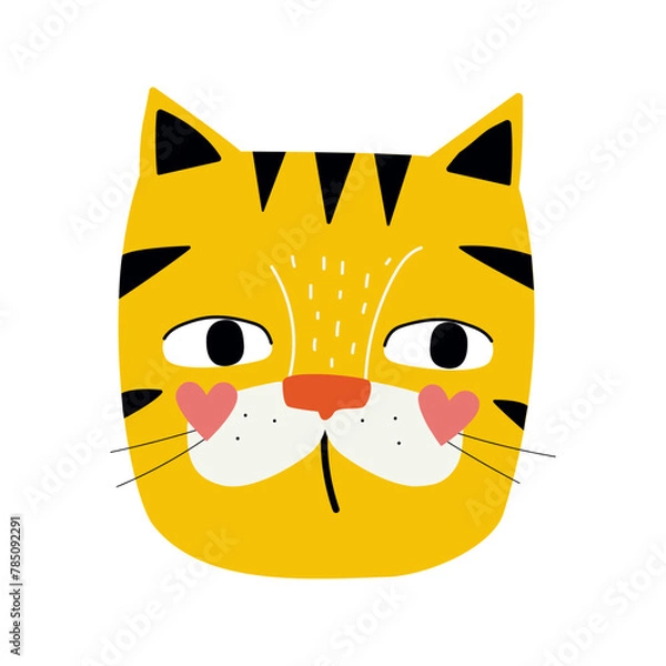 Fototapeta Cute cartoon tiger. Childish graphic. Vector hand drawn illustration.