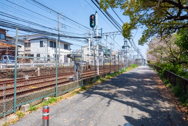 Obraz 線路沿いの街並み