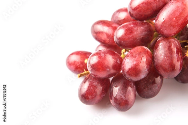 Fototapeta Red grapes over white background