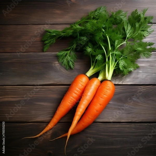 Fototapeta Carrots on wooden background