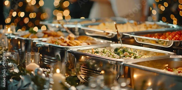 Obraz 豪華なパーティーのビュッフェと華やかな照明