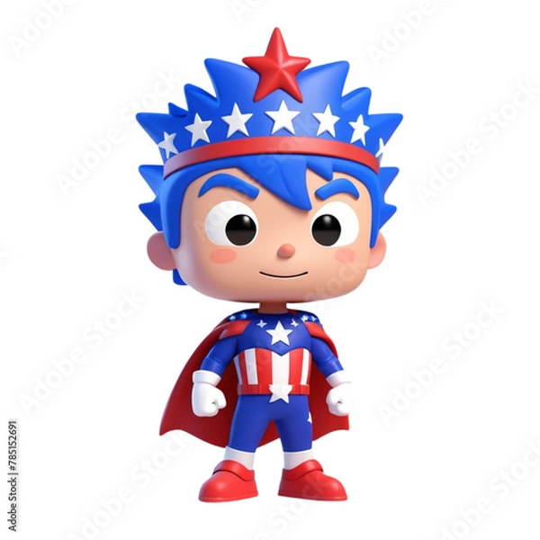 Fototapeta 3d render of an american soldier with flag on Isolated transparent background png. generated with AI