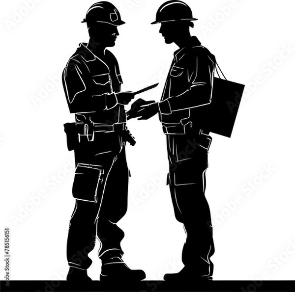 Fototapeta Blueprint Builders Engineering Paper Emblem Creative Collaboration Engineer Vector Logo