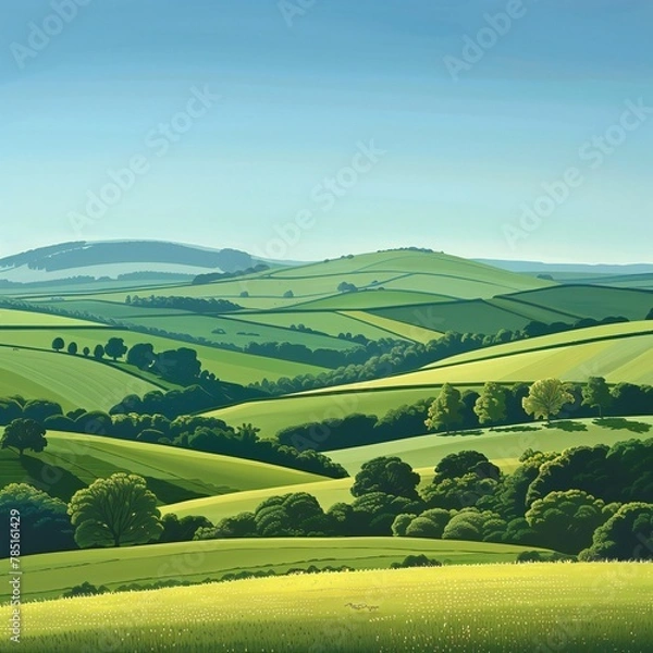 Obraz landscape with green fields