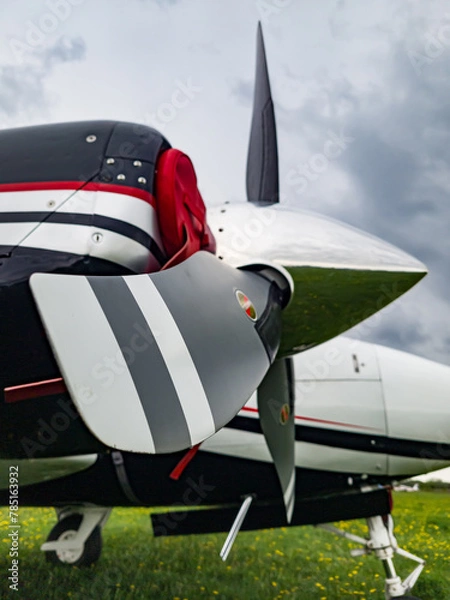 Fototapeta Airplane. Propeller, blade of 5-seater passenger light 2-engine aircraft