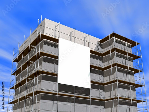 Fototapeta Baugerüst mit Werbeplane