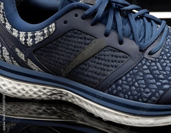 Obraz Running Shoes: Sole Pattern and Material Detail. shoes' design for grip and durability, set against a simple background to emphasize their functionality and potential for sports branding