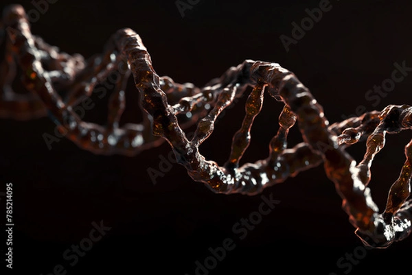 Fototapeta DNA sequence closeup isolated on black background as graphical element for genetic scientific.