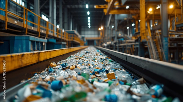 Fototapeta Recycling Plant. Encouraging product stewardship. Process of sorting and recycling materials