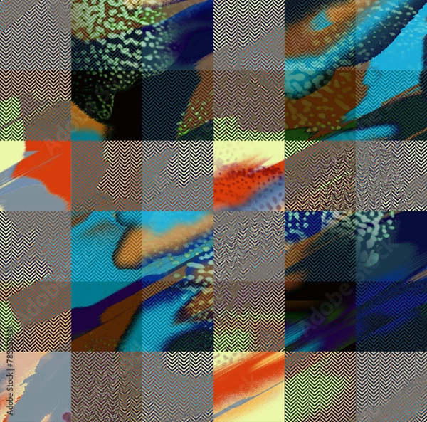 Fototapeta Floral pattern of intertwined intricate abstract elements. Abstract design, illustration background crafted for textile or print. Seamless pattern