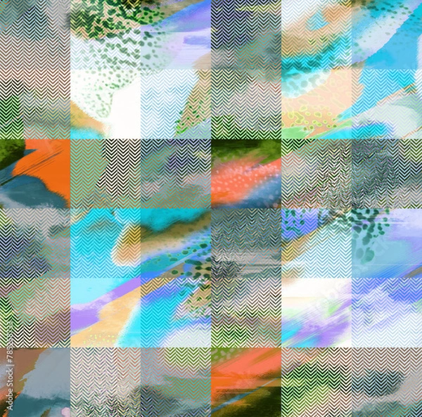 Fototapeta Floral pattern of intertwined intricate abstract elements. Abstract design, illustration background crafted for textile or print. Seamless pattern