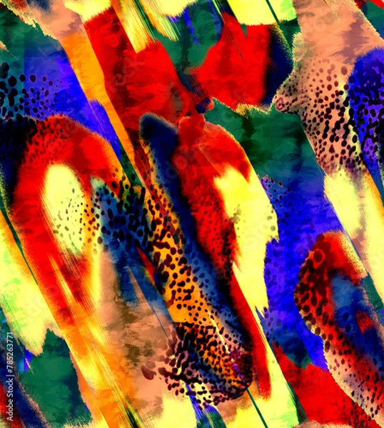 Fototapeta Floral pattern of intertwined intricate abstract elements, green and yellow. Abstract leaf design, illustration background crafted for textile or print. Seamless pattern