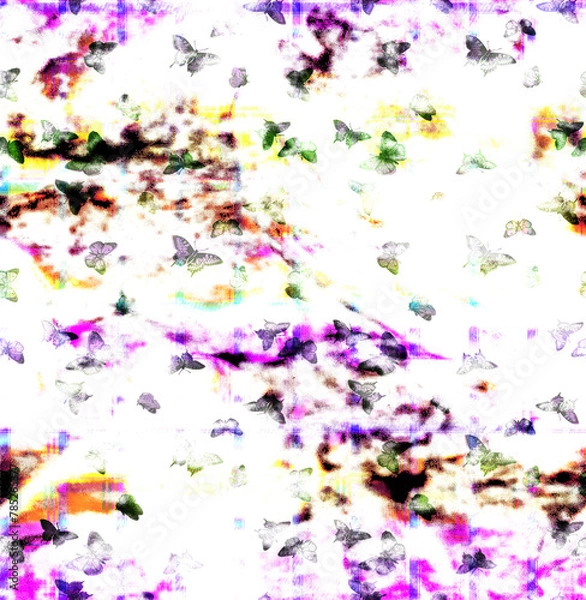 Fototapeta Floral pattern of intertwined intricate abstract elements, green and yellow. Abstract leaf design, illustration background crafted for textile or print. Seamless pattern