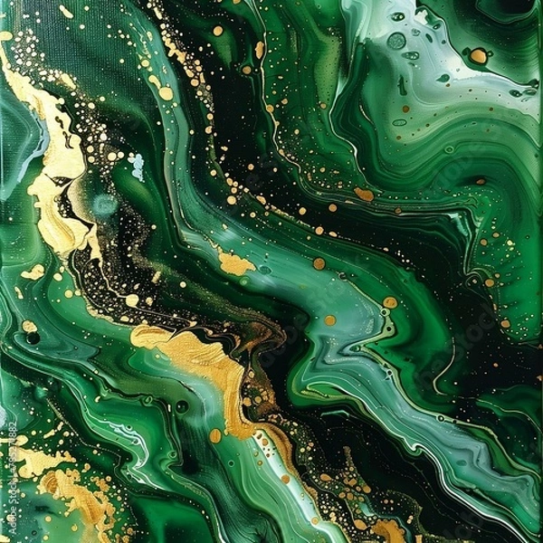 Fototapeta hunter green gold emeral green and white art design