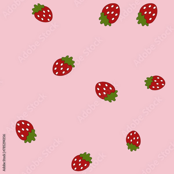 Fototapeta seamless pattern with strawberries