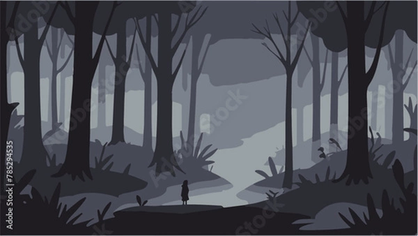 Fototapeta night forest landscape vector