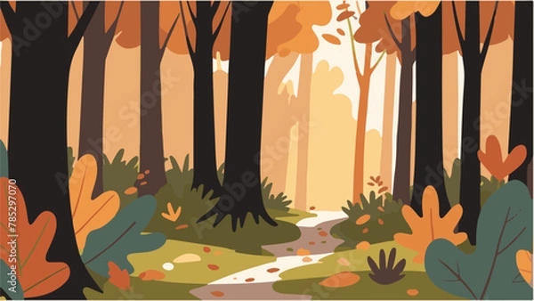 Obraz autumn forest landscape vector