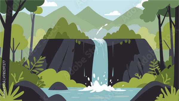 Fototapeta waterfall vector forest