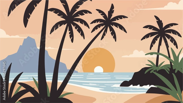 Fototapeta trees on the beach vector
