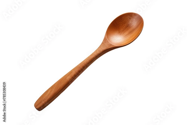 Obraz Solitary Beauty: A Delicate Wooden Spoon on a Blank Canvas. On a White or Clear Surface PNG Transparent Background.