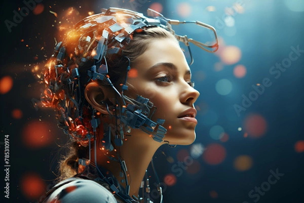 Obraz The concept of a female robot with artificial intelligence