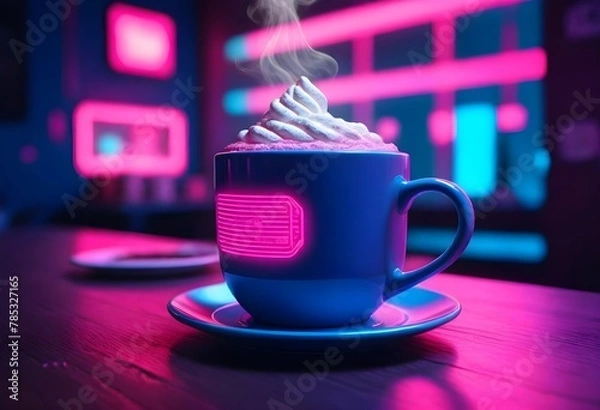 Obraz A Steaming Mug Of Hot Cocoa On A Cozy Cafe Table