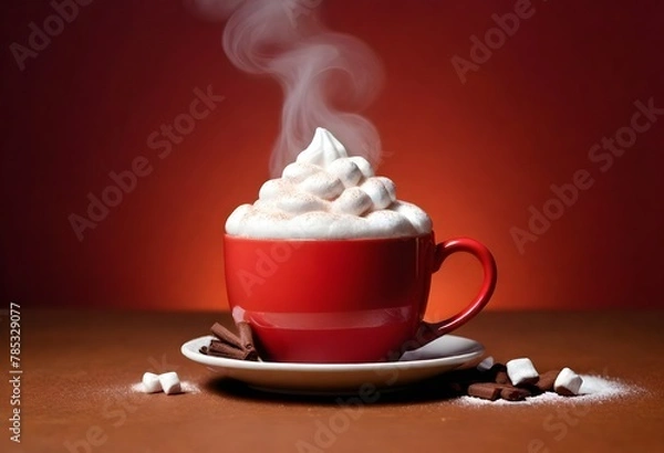 Obraz A Steaming Mug Of Hot Cocoa On A Cozy Cafe Table