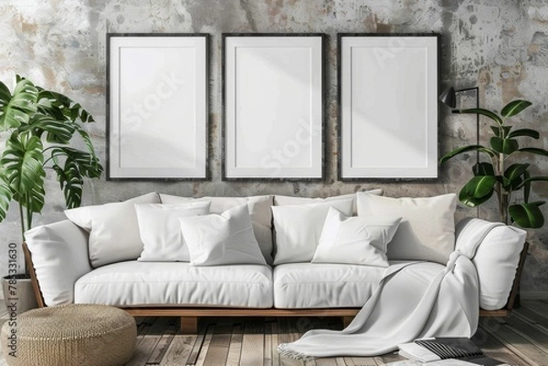 Obraz Mockup-poster-frame-close-up,-3d-render. Beautiful simple AI generated image in 4K, unique.