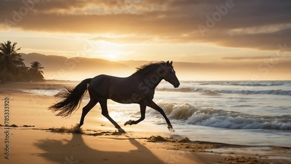 Fototapeta horse at sunset