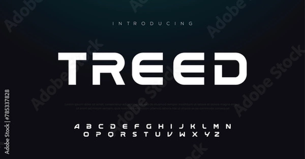 Fototapeta Treed Modern abstract digital alphabet font. Minimal technology typography, Creative urban sport fashion futuristic font and with numbers. vector illustration