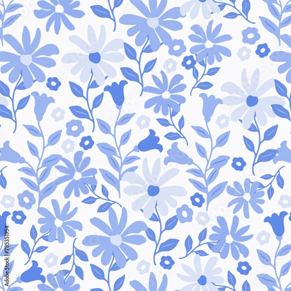 Fototapeta Pattern flower floral spring blossom illustration vector fabric textile design leaf leaves