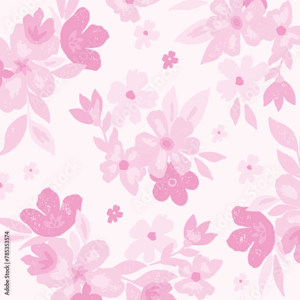 Fototapeta Pattern flower floral spring blossom illustration vector fabric textile design leaf leaves