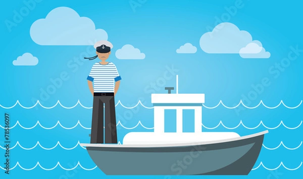 Obraz sailor on the ship flat