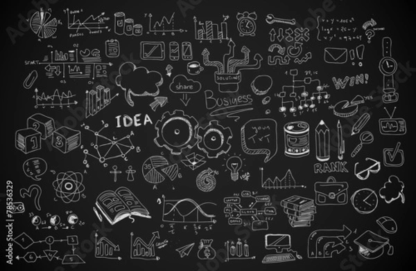 Fototapeta Business doodles Sketch set : infographics elements isolated