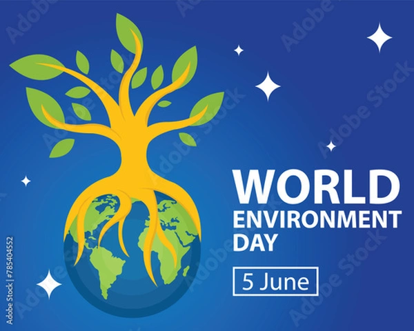 Fototapeta illustration vector graphic of plants thrive on the globe, perfect for international day, world environment day, celebrate, greeting card, etc.