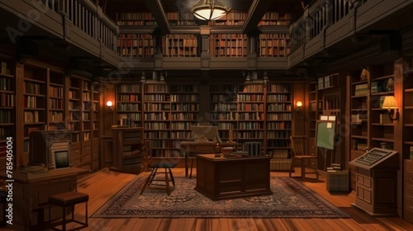 Fototapeta Library empty indoor scenario