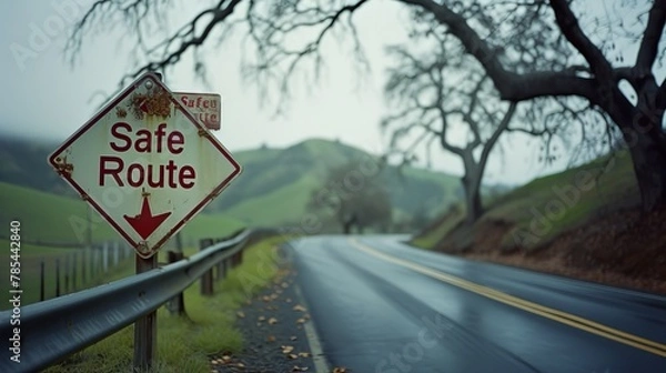 Fototapeta Secure Route Sign