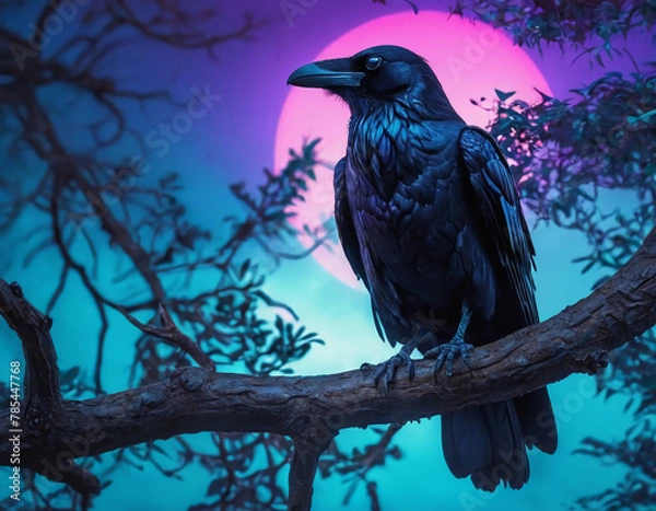 Obraz black raven on a tree