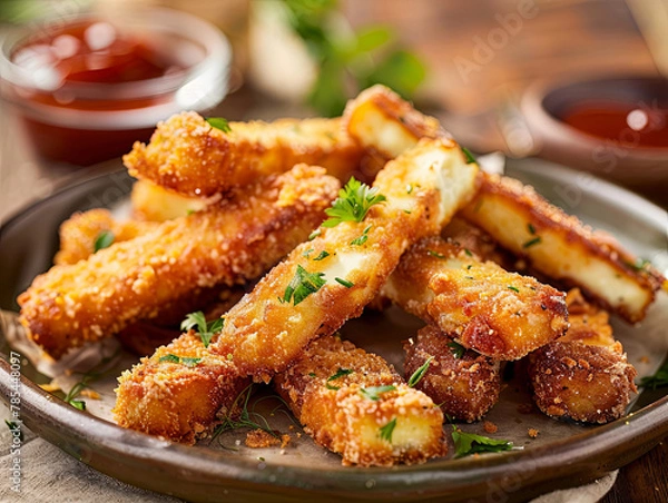 Fototapeta deep fried halloumi sticks