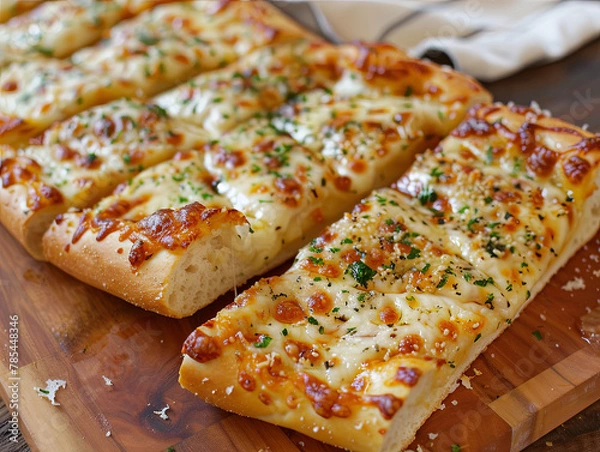 Fototapeta cheese topped garlic bread