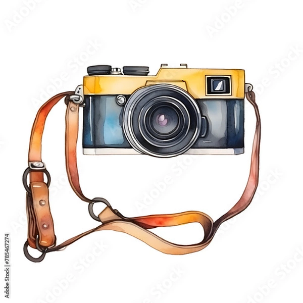 Obraz Compact camera watercolor style, illustration.