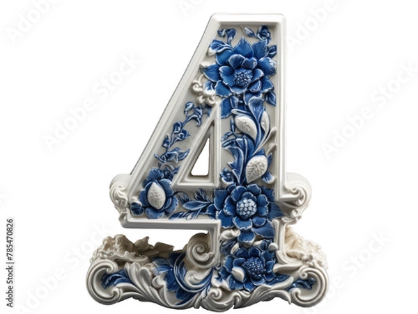 Obraz number four made porcelain