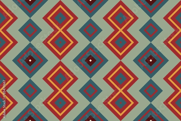 Fototapeta Motif Ikat Seamless Pattern Embroidery Background. Ikat Pattern Geometric Ethnic Oriental Pattern Traditional. Ikat Aztec Style Abstract Design for Print Texture,fabric,saree,sari,carpet.