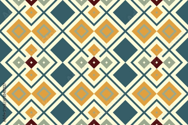 Fototapeta Motif Ikat Seamless Pattern Embroidery Background. Ikat Vector Geometric Ethnic Oriental Pattern Traditional. Ikat Aztec Style Abstract Design for Print Texture,fabric,saree,sari,carpet.