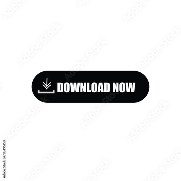 Obraz Black and white DOWNLOAD vector web button with down arrow