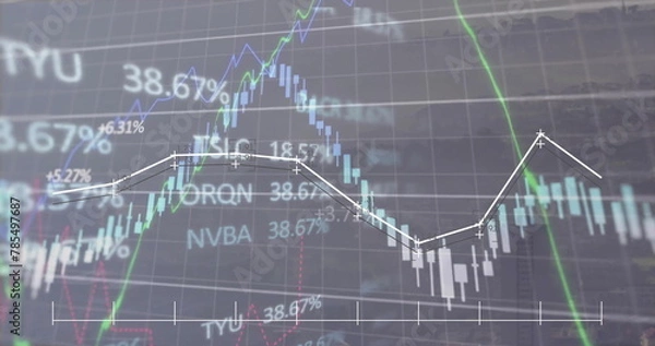 Fototapeta Obraz przetwarzania danych finansowych nad pejzażem miejskim