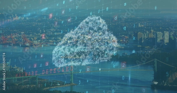 Fototapeta Obraz ikony chmury nad pejzażem miejskim